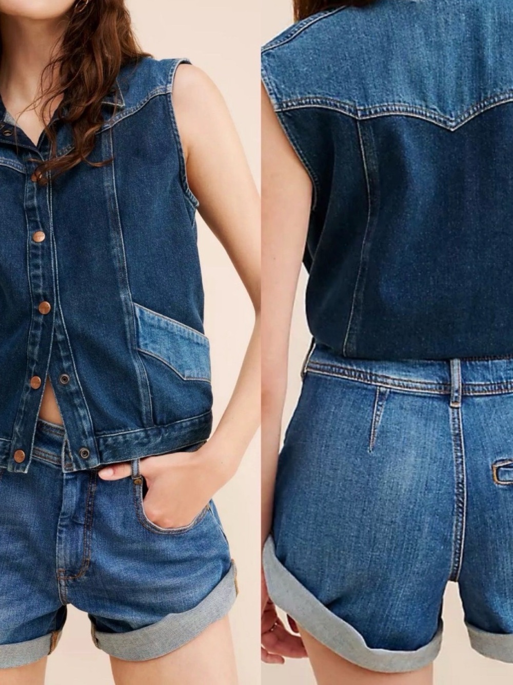 Anthropologie Pilcro Blue Rolled-Hem Denim Shorts